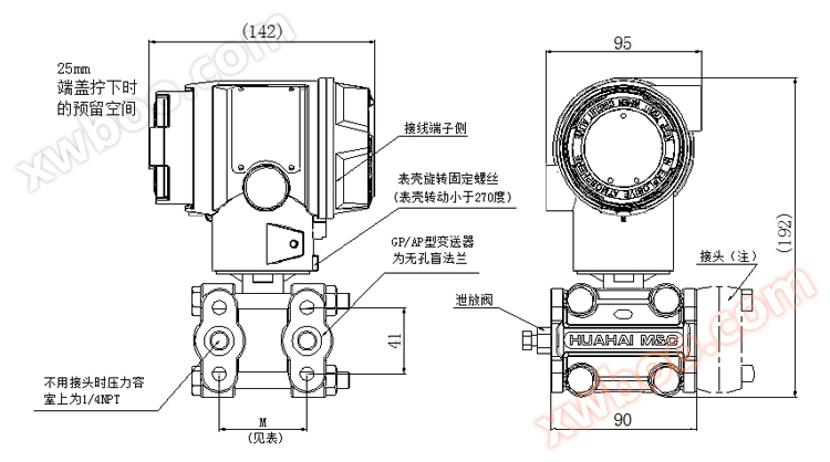 智能高静压差压变送器产品外形尺寸