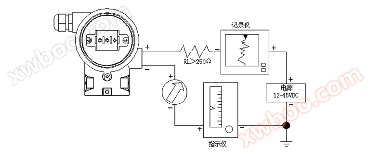 智能负压变送器非智能型现场导线连接