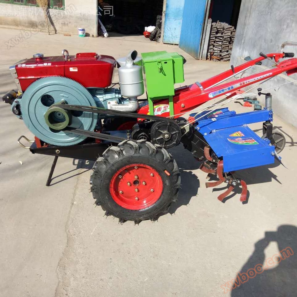New 12 horsepower hand guided tractor, Xinjiaqiang manufacturer's direct supply, vehicle mounted trenching rotary tillage weeding machine