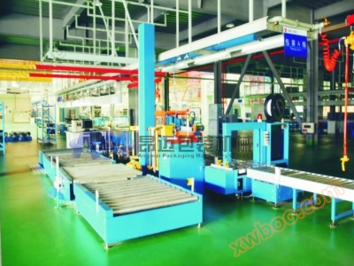 Motorcycle automatic box sealing packaging and fully automatic pallet wrapping line